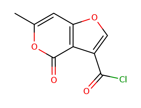 Molecular Structure of 104270-66-8 (4H-Furo[3,2-c]pyran-3-carbonyl chloride, 6-methyl-4-oxo- (9CI))