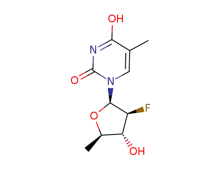 Molecular Structure of 105281-06-9 (1-(2,5-dideoxy-2-fluoro-beta-D-arabinofuranosyl)-5-methylpyrimidine-2,4(1H,3H)-dione)
