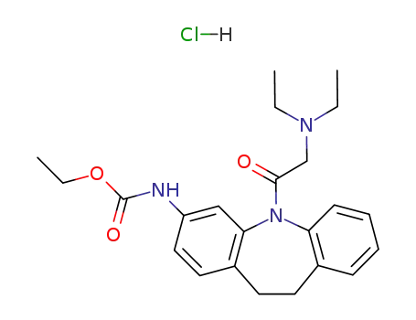 Molecular Structure of 105774-15-0 (ethyl [5-(N,N-diethylglycyl)-10,11-dihydro-5H-dibenzo[b,f]azepin-3-yl]carbamate hydrochloride)