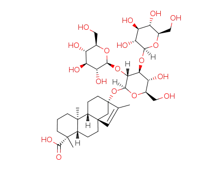 Molecular Structure of 1131877-91-2 (13-[(2-O-β-D-glucopyranosyl-3-O-β-D-glucopyranosyl-β-D-glucopyranosyl)oxy]-ent-kaur-15-en-19-oic acid)