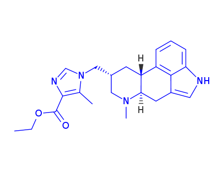 105579-57-5,ethyl 5-methyl-1-{[(8beta,10xi)-6-methylergolin-8-yl]methyl}-1H-imidazole-4-carboxylate,Ergoline,1H-imidazole-4-carboxylic acid deriv.; Indolo[4,3-fg]quinoline,1H-imidazole-4-carboxylic acid deriv.