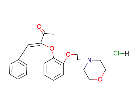 Molecular Structure of 106064-05-5 (4-[2-(2-{[(1Z)-2-oxo-1-(phenylmethylidene)propyl]oxy}phenoxy)ethyl]morpholin-4-ium chloride)
