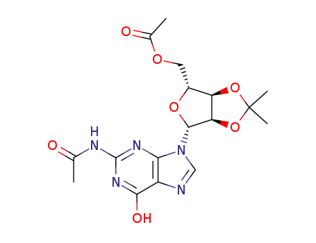 Molecular Structure of 106743-56-0 (N,5'-O-Diacetyl-2',3'-O-isopropylideneguanosine)