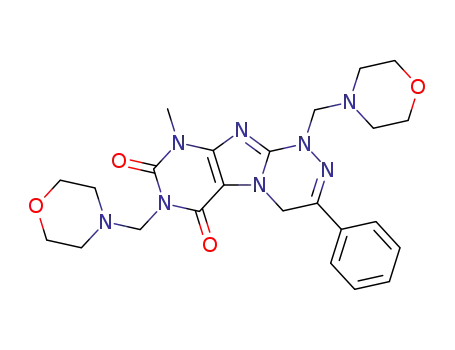 Molecular Structure of 106087-44-9 (9-methyl-1,7-bis(morpholin-4-ylmethyl)-3-phenyl-1,4-dihydro[1,2,4]triazino[3,4-f]purine-6,8(7H,9H)-dione)