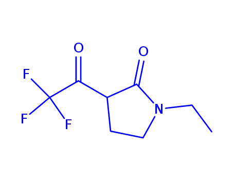 Molecular Structure of 107470-29-1 (2-Pyrrolidinone, 1-ethyl-3-(trifluoroacetyl)- (9CI))