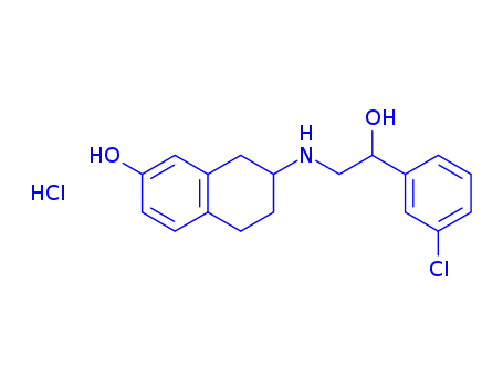 Molecular Structure of 107758-24-7 (7-{[2-(3-chlorophenyl)-2-hydroxyethyl]amino}-5,6,7,8-tetrahydronaphthalen-2-ol hydrochloride (1:1))