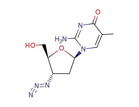 Molecular Structure of 108441-50-5 (2-amino-1-(3-azido-2,3-dideoxy-beta-D-erythro-pentofuranosyl)-5-methylpyrimidin-4(1H)-one)