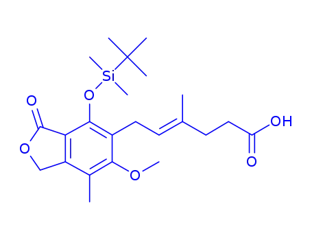 Molecular Structure of 1451181-22-8 ((E)-6-(4-tert-butyldimethylsilyloxy-6-methoxy-7-methyl-3-oxo-1,3-dihydroisobenzofuran-5-yl)-4-methylhex-4-enoic acid)