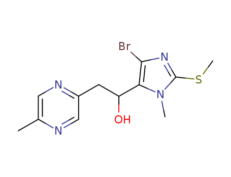 108905-65-3,1-[4-bromo-1-methyl-2-(methylsulfanyl)-1H-imidazol-5-yl]-2-(5-methylpyrazin-2-yl)ethanol,Pyrazineethanol,a-[4-bromo-1-methyl-2-(methylthio)-1H-imidazol-5-yl]-5-methyl-(9CI)