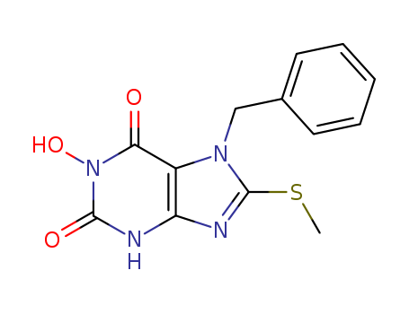 1091-72-1,7-benzyl-1-hydroxy-8-(methylsulfanyl)-3,7-dihydro-1H-purine-2,6-dione,Xanthine,7-benzyl-1-hydroxy-8-(methylthio)- (7CI,8CI); NSC 88198