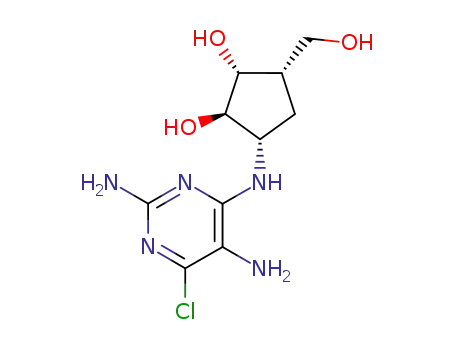 (+/-)-(1α,2β,3α,5α)-3-<(2,5-diamino-6-chloro-4-pyrimidyl)amino>-5-(hydroxymethyl)-1,2-cyclopentanediol