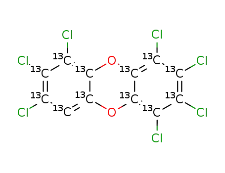 Molecular Structure of 109719-83-7 (1,2,3,4,6,7,8-heptachloro(~13~C_12_)oxanthrene)