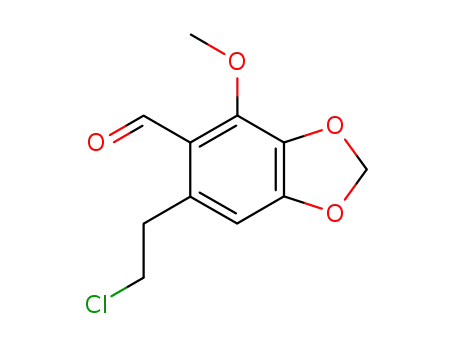 Molecular Structure of 109856-96-4 (6-(2-CHLORO-ETHYL)-4-METHOXY-BENZO[1,3]DIOXOLE-5-CARBALDEHYDE)