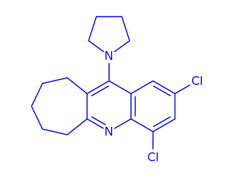 Molecular Structure of 113106-57-3 (2,4-dichloro-11-pyrrolidin-1-yl-7,8,9,10-tetrahydro-6H-cyclohepta[b]quinoline)