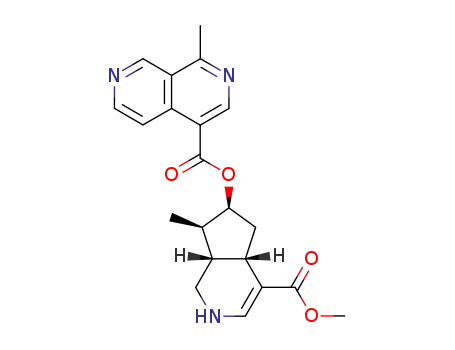 Molecular Structure of 112561-59-8 (2,7-Naphthyridine-4-carboxylicacid, 1-methyl-,(4aS,6S,7R,7aS)-2,4a,5,6,7,7a-hexahydro-4-(methoxycarbonyl)-7-methyl-1H-cyclopenta[c]pyridin-6-ylester)