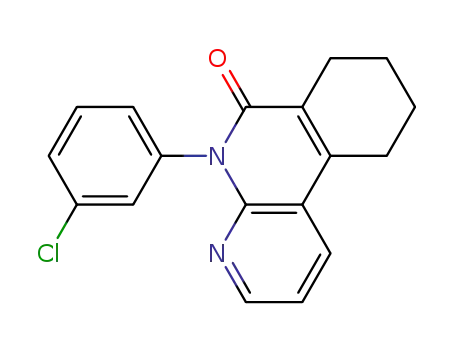 Molecular Structure of 113077-44-4 (5-(3-chlorophenyl)-7,8,9,10-tetrahydrobenzo[c][1,8]naphthyridin-6(5H)-one)