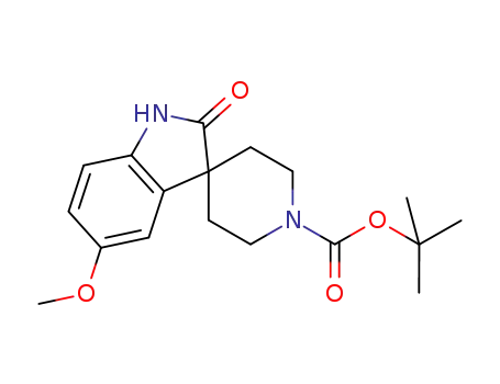 Molecular Structure of 752234-64-3 (1,2-DIHYDRO-5-METHOXY-2-OXO-SPIRO[3H-INDOLE-3,4'-PIPERIDINE]-1'-CARBOXYLIC ACID 1,1-DIMETHYLETHYL ESTER)