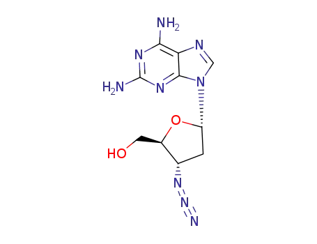 Molecular Structure of 121231-92-3 (9H-Purine-2,6-diamine,9-(3-azido-2,3-dideoxy-a-D-erythro-pentofuranosyl)-)