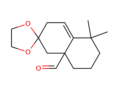 Molecular Structure of 135040-39-0 (8a-formyl-5,5-dimethyl-3,5,6,7,8,8a-hexahydro-2(1H)-naphthalenone ethylene acetal)