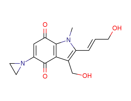 Molecular Structure of 114560-48-4 (APAZIQUONE,1H-INDOLE-4,7-DIONE, 5-(1-AZIRIDINYL)-3-(HYDROXYMETHYL)-2-(3-HYDROXY-1-PROPENYL)-1-METHYL-, (E)-)