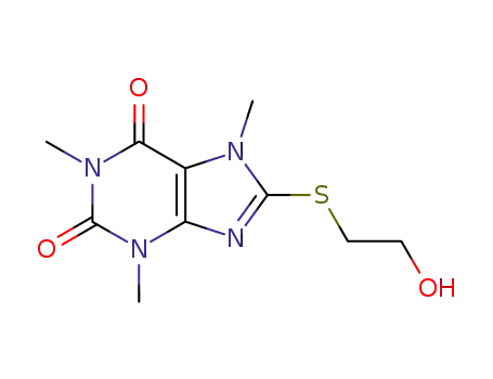 Molecular Structure of 114864-92-5 (8-[(2-hydroxyethyl)sulfanyl]-1,3,7-trimethyl-3,7-dihydro-1H-purine-2,6-dione)