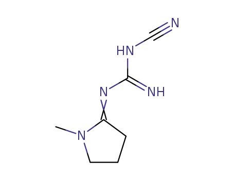 Molecular Structure of 114898-95-2 (2-cyano-1-[(2E)-1-methylpyrrolidin-2-ylidene]guanidine)