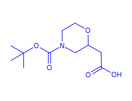 Molecular Structure of 766539-28-0 (2-CARBOXYMETHYL-MORPHOLINE-4-CARBOXYLIC ACID TERT-BUTYL ESTER)