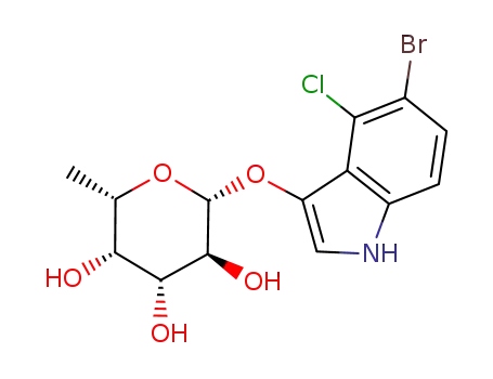 Molecular Structure of 171869-92-4 (5-BROMO-4-CHLORO-3-INDOXYL-ALPHA-L-FUCOPYRANOSIDE)