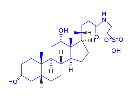 Molecular Structure of 516-50-7 (2-[4-[(3R,5R,8R,9S,10S,12S,13R,14S,17R)-3,12-dihydroxy-10,13-dimethyl-2,3,4,5,6,7,8,9,11,12,14,15,16,17-tetradecahydro-1H-cyclopenta[a]phenanthren-17-yl]pentanoylamino]ethanesulfonic acid)
