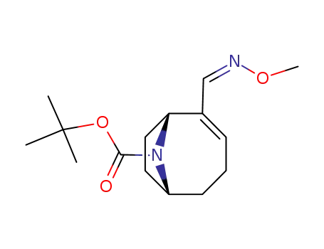 Molecular Structure of 125826-60-0 (tert-butyl (1S,6S)-2-[(Z)-(methoxyimino)methyl]-9-azabicyclo[4.2.1]non-2-ene-9-carboxylate)