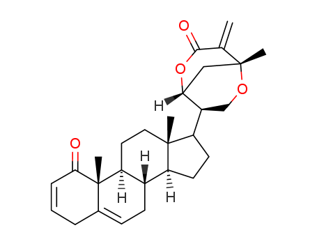 113430-43-6,(1R,5R,8R)-8-[(8S,9S,10R,13S,14S,17R)-10,13-dimethyl-1-oxo-4,7,8,9,10,11,12,13,14,15,16,17-dodecahydro-1H-cyclopenta[a]phenanthren-17-yl]-5-methyl-4-methylidene-2,6-dioxabicyclo[3.3.1]nonan-3-one (non-preferred name),2,6-Dioxabicyclo[3.3.1]nonane,ergosta-2,5,25(27)-trien-26-oic acid deriv.; Daturametelin D; Withametelin