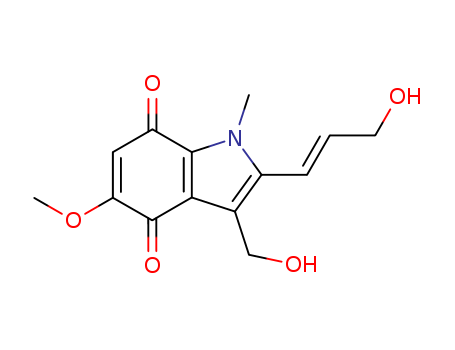 Molecular Structure of 114560-25-7 (1H-Indole-4,7-dione,3-(hydroxymethyl)-2-[(1E)-3-hydroxy-1-propen-1-yl]-5-methoxy-1-methyl-)