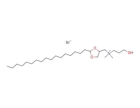 Molecular Structure of 126614-05-9 (N-[(2-heptadecyl-1,3-dioxolan-4-yl)methyl]-3-hydroxy-N,N-dimethylpropan-1-aminium bromide)