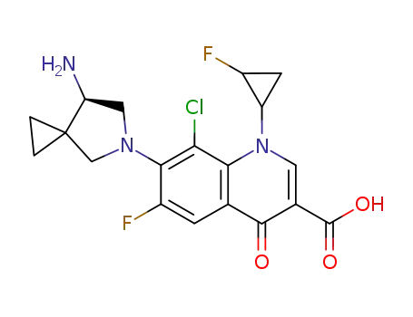 Molecular Structure of 127254-10-8 (7-[(4S)-4-Amino-6-azaspiro[2.4]heptan-6-yl]-8-chloro-6-fluoro-1-[(1R,2S)-2-fluorocyclopropyl]-4-oxoquinoline-3-carboxylic acid)