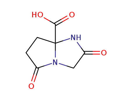 Molecular Structure of 126101-07-3 (2,5-dioxotetrahydro-1H-pyrrolo[1,2-a]imidazole-7a(5H)-carboxylic acid)
