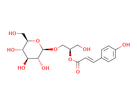 126239-77-8,b-D-Glucopyranoside,(2R)-3-hydroxy-2-[[(2E)-3-(4-hydroxyphenyl)-1-oxo-2-propenyl]oxy]propyl (9CI),b-D-Glucopyranoside,3-hydroxy-2-[[3-(4-hydroxyphenyl)-1-oxo-2-propenyl]oxy]propyl, [R-(E)]-;Regaloside H