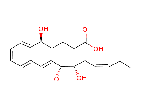 Molecular Structure of 110657-99-3 (6,8,10,12,17-Eicosapentaenoicacid, 5,14,15-trihydroxy-, (5S,6E,8Z,10E,12E,14R,15S,17Z)-)