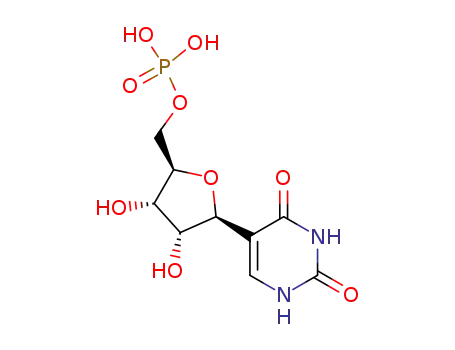 Molecular Structure of 1157-60-4 ([5-(2,4-dioxo-1H-pyrimidin-5-yl)-3,4-dihydroxy-oxolan-2-yl]methoxyphosphonic acid)