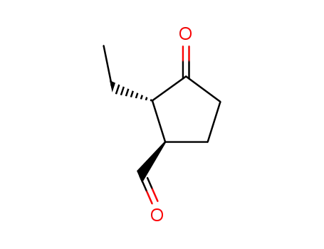 Molecular Structure of 123100-98-1 (Cyclopentanecarboxaldehyde, 2-ethyl-3-oxo-, trans- (9CI))