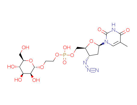 127306-80-3,2-(mannopyranosidyl)ethyl 3'-azido-3'-deoxy-5'-thymidinyl phosphate,Phosphoric acid (2S,3S,5R)-3-azido-5-(5-methyl-2,4-dioxo-3,4-dihydro-2H-pyrimidin-1-yl)-tetrahydro-furan-2-ylmethyl ester 2-((2S,3S,4S,5S,6R)-3,4,5-trihydroxy-6-hydroxymethyl-tetrahydro-pyran-2-yloxy)-ethyl ester;