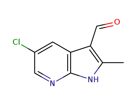 Molecular Structure of 954112-62-0 (1H-PYRROLO[2,3-B]PYRIDINE-3-CARBOXALDEHYDE, 5-CHLORO-2-METHYL-)