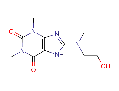 Molecular Structure of 117099-47-5 (8-[(2-hydroxyethyl)(methyl)amino]-1,3-dimethyl-3,7-dihydro-1H-purine-2,6-dione)