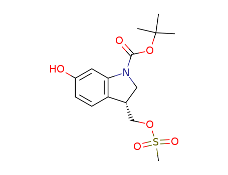 128049-50-3,tert-butyl (3R)-6-hydroxy-3-{[(methylsulfonyl)oxy]methyl}-2,3-dihydro-1H-indole-1-carboxylate,1H-Indole-1-carboxylicacid, 2,3-dihydro-6-hydroxy-3-[[(methylsulfonyl)oxy]methyl]-, 1,1-dimethylethylester, (R)- (9CI)