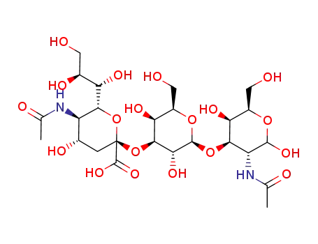 Molecular Structure of 117249-18-0 (O-(5-acetamido-3,5-didesoxy-D-glycero-β-D-galacto-2-nonulopyranosylonsaeure)-(2->3)-O-β-D-galactopyranosyl-(1->3)-2-acetamido-2-desoxy-D-galactopyranose)
