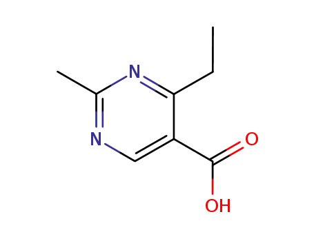 Molecular Structure of 127958-06-9 (5-Pyrimidinecarboxylic acid, 4-ethyl-2-methyl- (9CI))