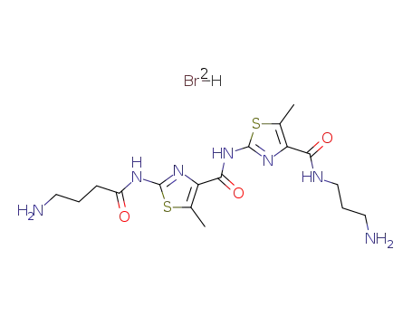 Molecular Structure of 135999-99-4 (4-Thiazolecarboxamide,2-[(4-amino-1-oxobutyl)amino]-N-[4-[[(3-aminopropyl)amino]carbonyl]-5-methyl-2-thiazolyl]-5-methyl-,hydrobromide (1:2))