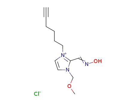 Molecular Structure of 117982-97-5 ((E)-[1-hex-5-yn-1-yl-3-(methoxymethyl)-1,3-dihydro-2H-imidazol-2-ylidene]-N-oxomethanaminium chloride)