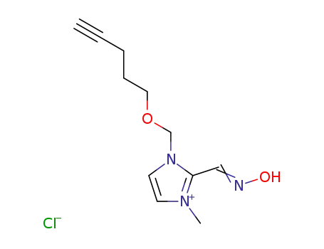 Molecular Structure of 117983-30-9 ((E)-{1-methyl-3-[(pent-4-yn-1-yloxy)methyl]-1,3-dihydro-2H-imidazol-2-ylidene}-N-oxomethanaminium chloride)