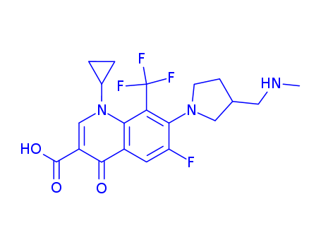 3-QUINOLINECARBOXYLIC ACID,1-CYCLOPROPYL-6-FLUORO-1,4-DIHYDRO-7-(3-((METHYLAMINO)METHYL)-1-PYRROLIDINYL)-4- OXO-8-(TRIFLUOROMETHYL)-