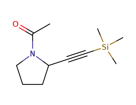 Molecular Structure of 118800-18-3 (1-acetyl-2-<(trimethylsilyl)ethynyl>pyrrolidine)